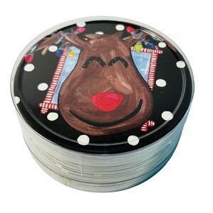 Mainstreet Collection Paper Coaster Set of 24 Christmas Red Nosed Reindeer NEW